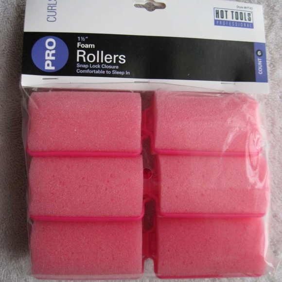 6 Hot Tools 1 1/2" Foam Rollers Hair Curlers Snap Lock Closure Sleep In Pro Curl - Picture 1 of 8
